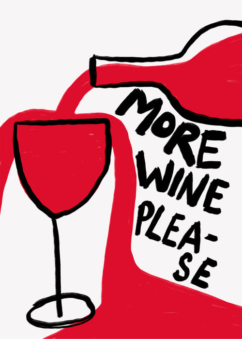 Keuken kunst More Wine Please grafische illustratie