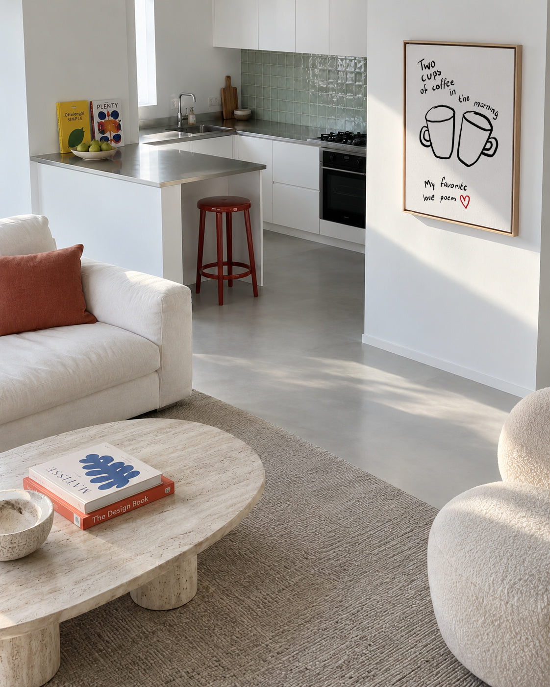 Two Cups - Framed canvas in an interior