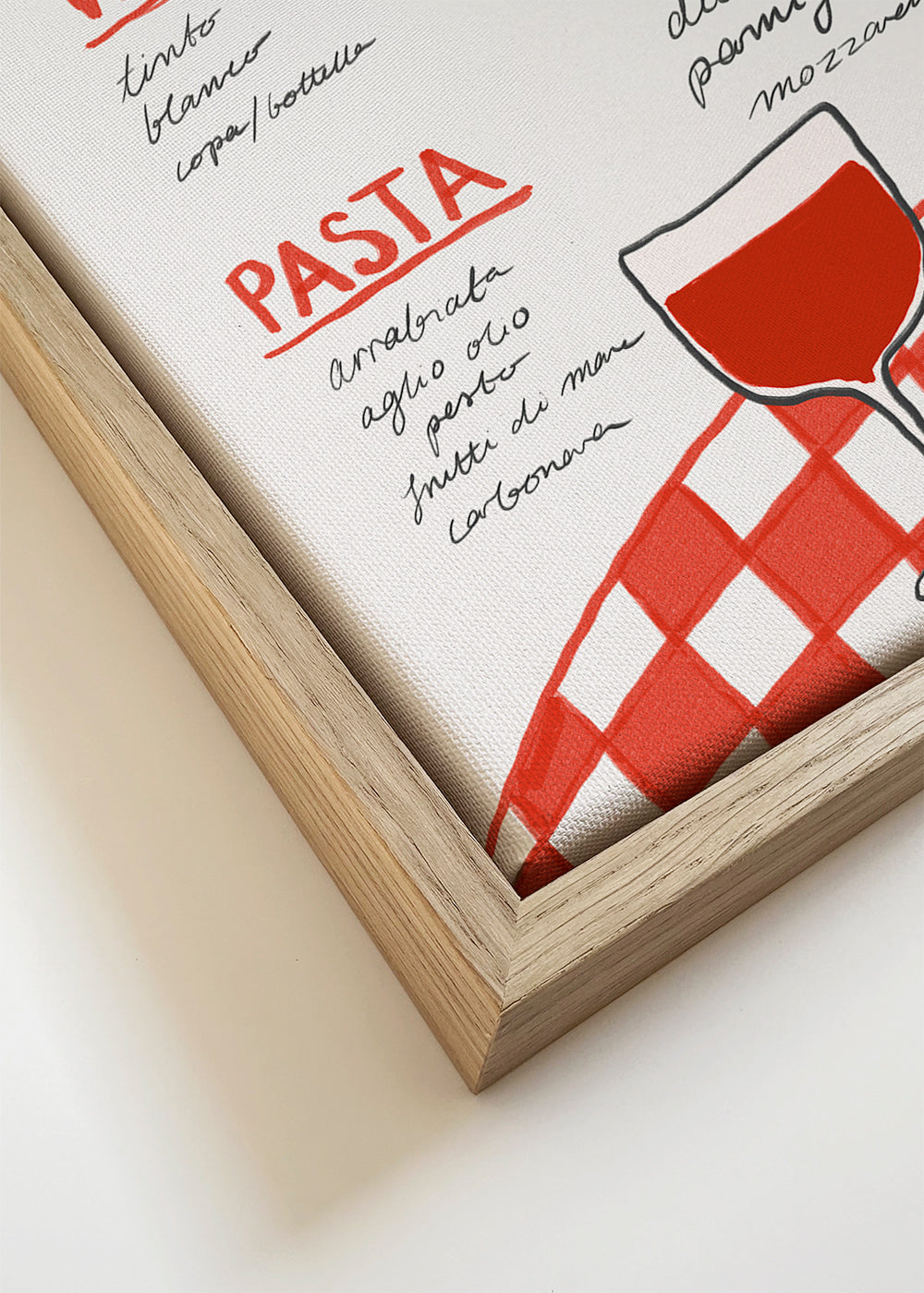 Keuken kunst geïllustreerd Italiaans menu