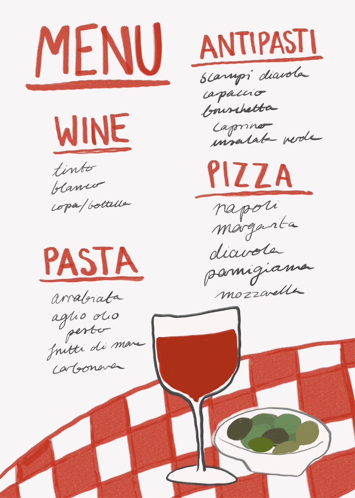 Italian Menu - Unframed art print