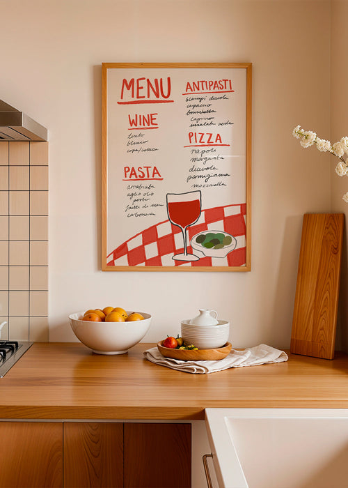 Keuken kunst geïllustreerd Italiaans menu