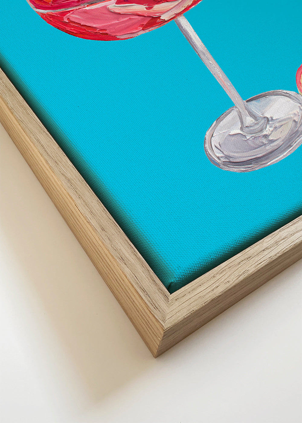Keuken kunst Roze gin cocktail op turquoise