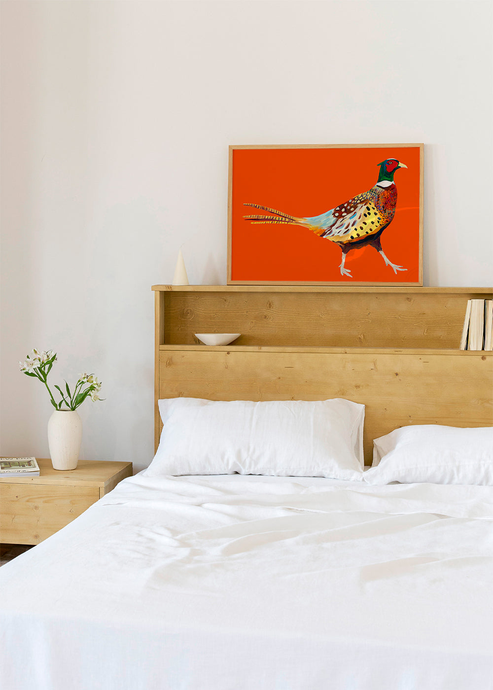 Strutting Pheasant On Orange