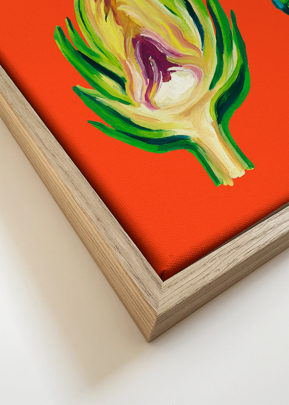 Keuken kunst met artisjokken op oranje achtergrond