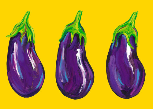 Keuken kunst met geïllustreerde aubergines
