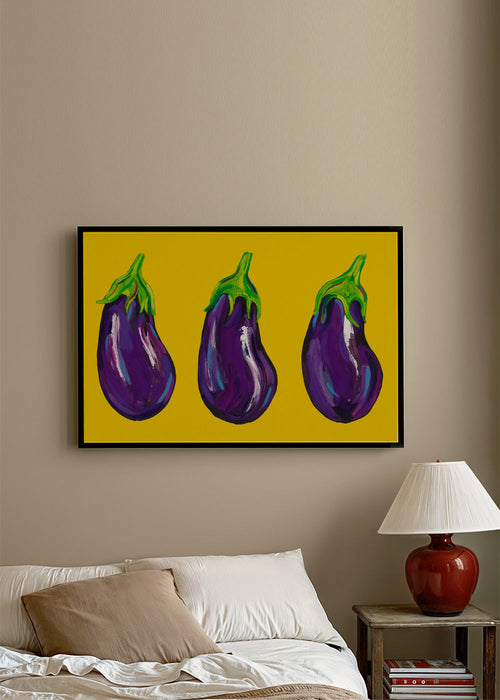 Keuken kunst met geïllustreerde aubergines