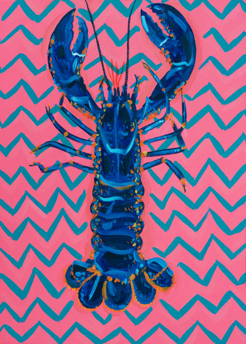 Kreeft blauw op zigzag patroon
