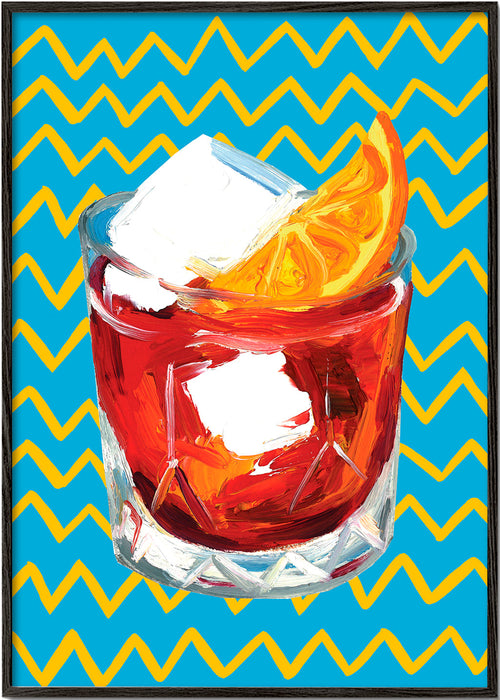 Keuken kunst Negroni illustratie in glas