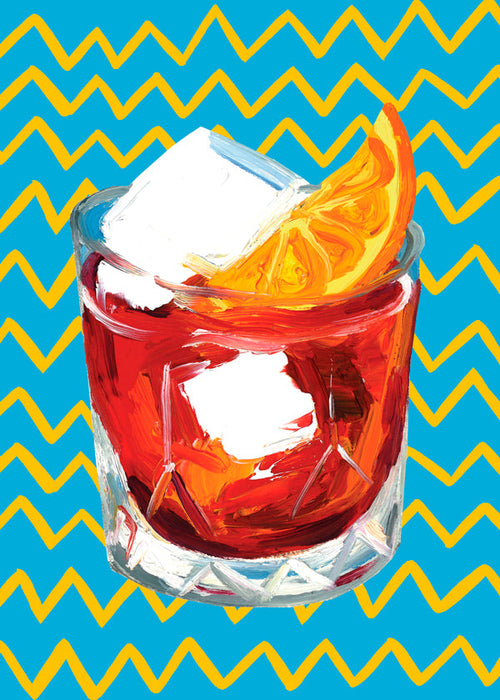 Keuken kunst Negroni illustratie in glas
