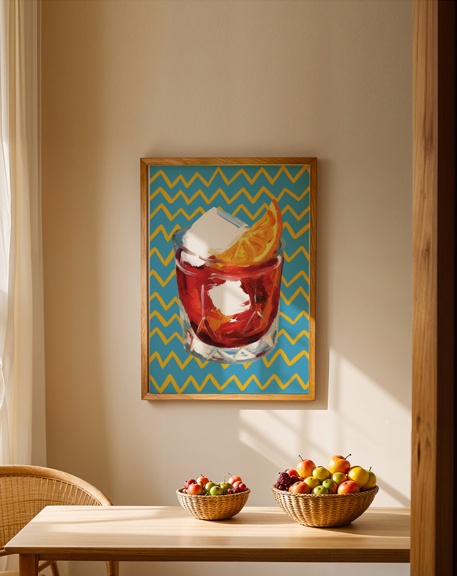 Negroni Blue - Framed poster in an interior