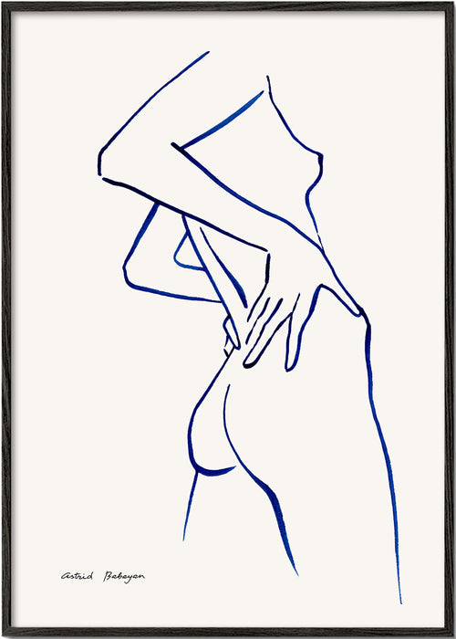 Lineaire vrouwelijke figuur in blauw