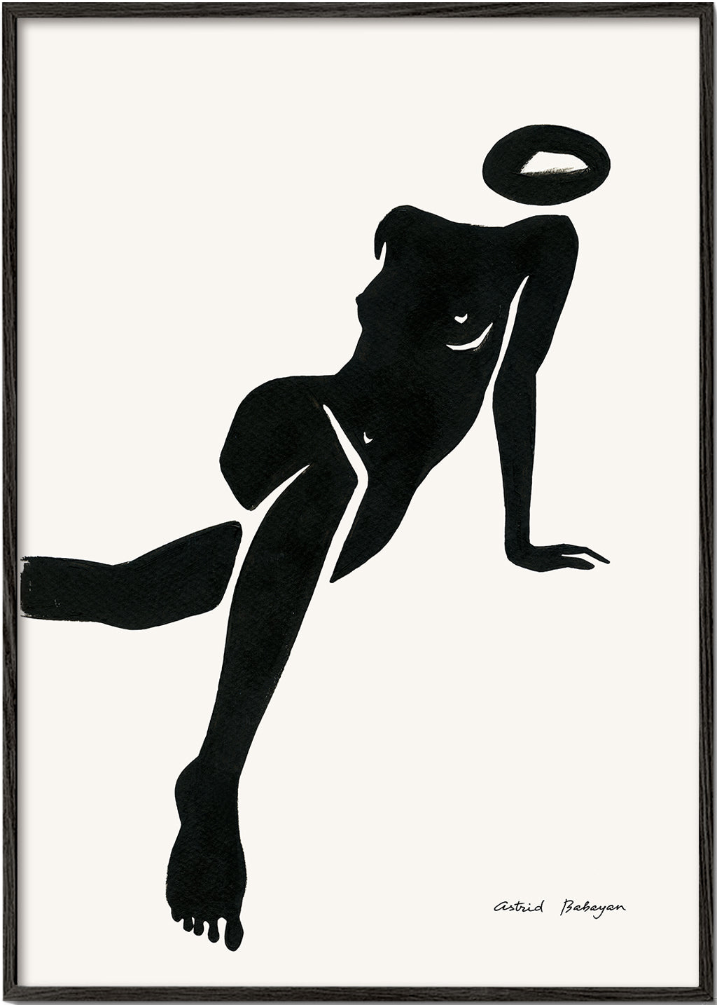 Zwart-wit kunst met liggende vrouwensilhouet
