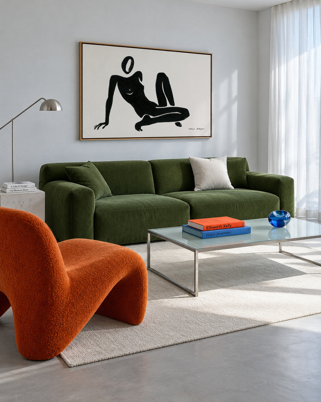 Black figure #3 - Framed canvas in an interior