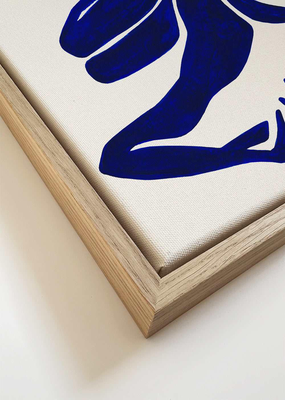 Abstract werk: blauwe gebarenfiguur