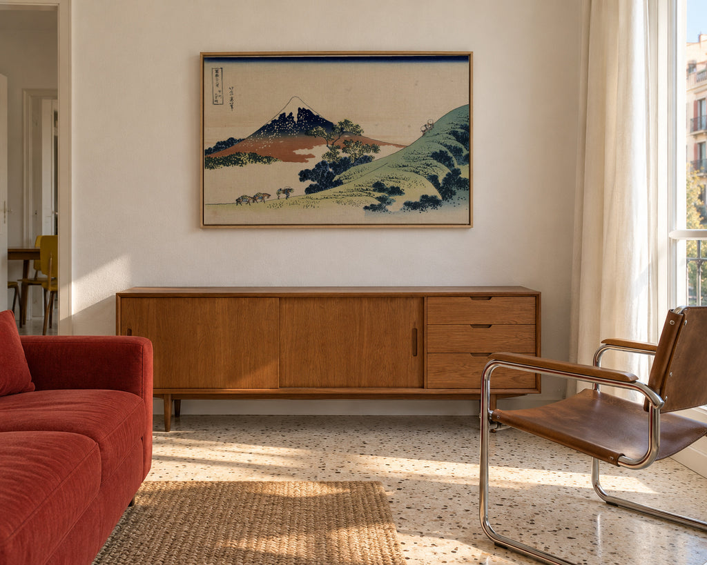 Inume Pass - Katsushika Hokusai - Framed canvas in an interior