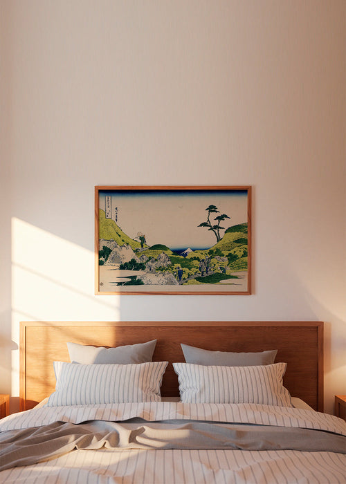 Landschapskunst met Mount Fuji en groene heuvels