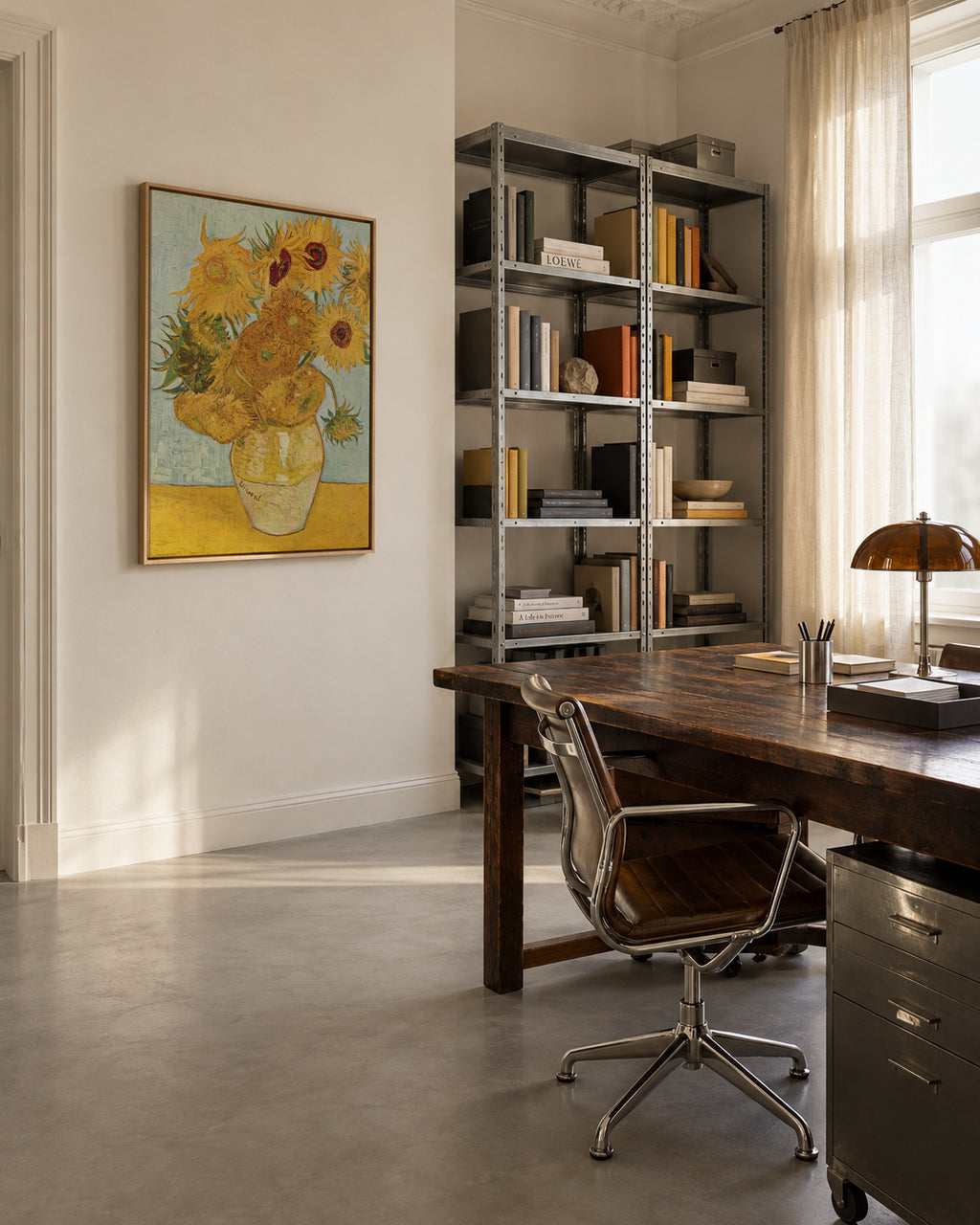 The Sunflowers - Van Gogh - Framed canvas in an interior