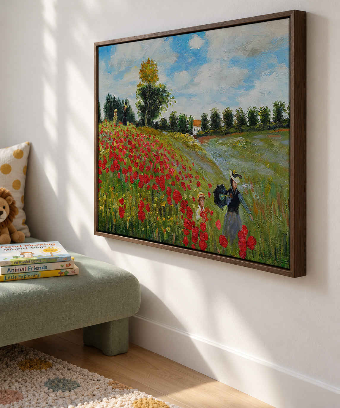 Poppy Field in Argenteuil - Claude Monet - Framed canvas in an interior