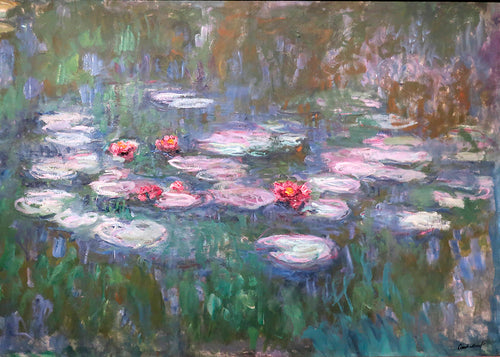 Botanische print: waterlelies in impressionistische olie