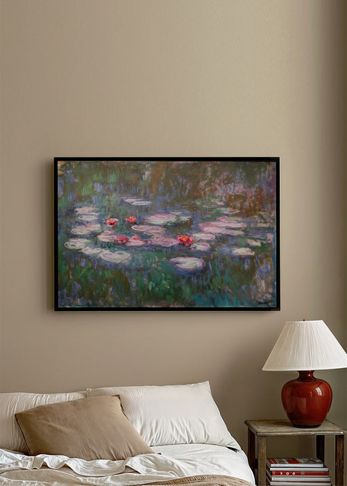 Botanische print: waterlelies in impressionistische olie