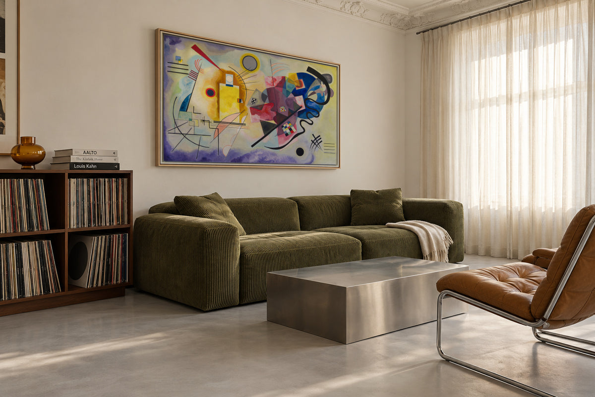 Gelb-Rot-Blau - Vasili Kandinsky - Framed canvas in an interior