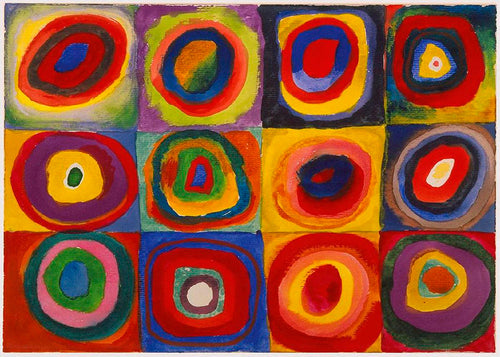 Geometrische kunst met concentrische kleurencirkels
