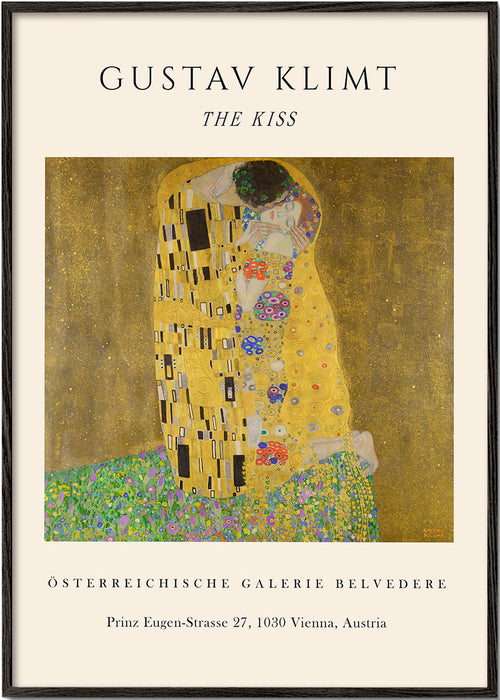 Vintage poster 'The Kiss' van Klimt in goud