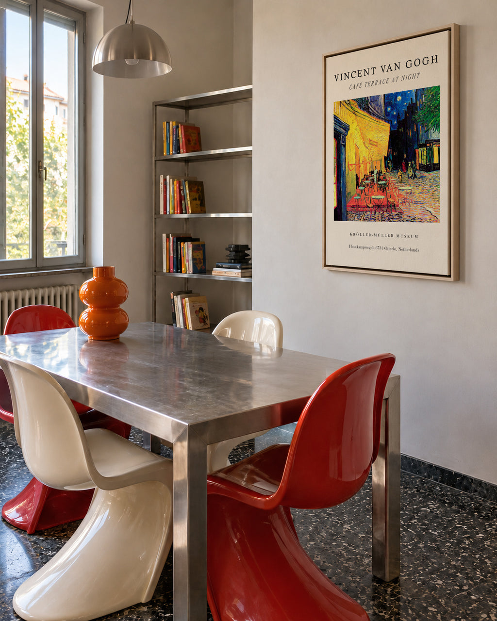 Café Terrace at Night Exhibition - Van Gogh - Framed canvas in an interior