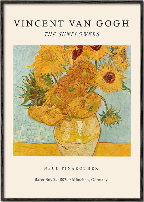 Botanische poster: Zonnebloemen in gele vaas