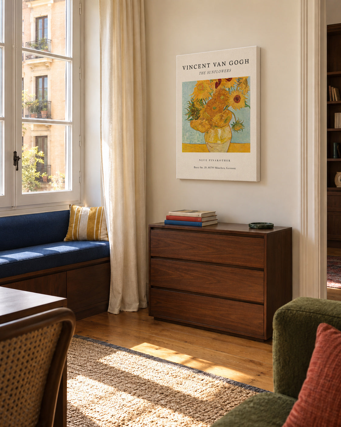 The Sunflowers Exhibition - Van Gogh - Unframed canvas in an interior
