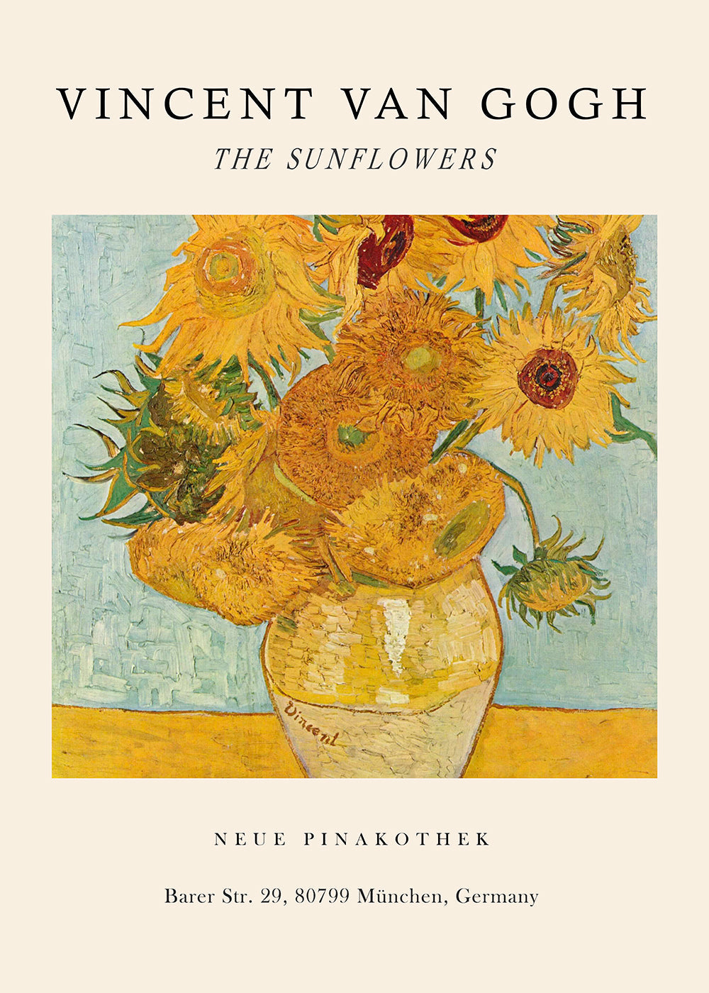Botanische poster: Zonnebloemen in gele vaas