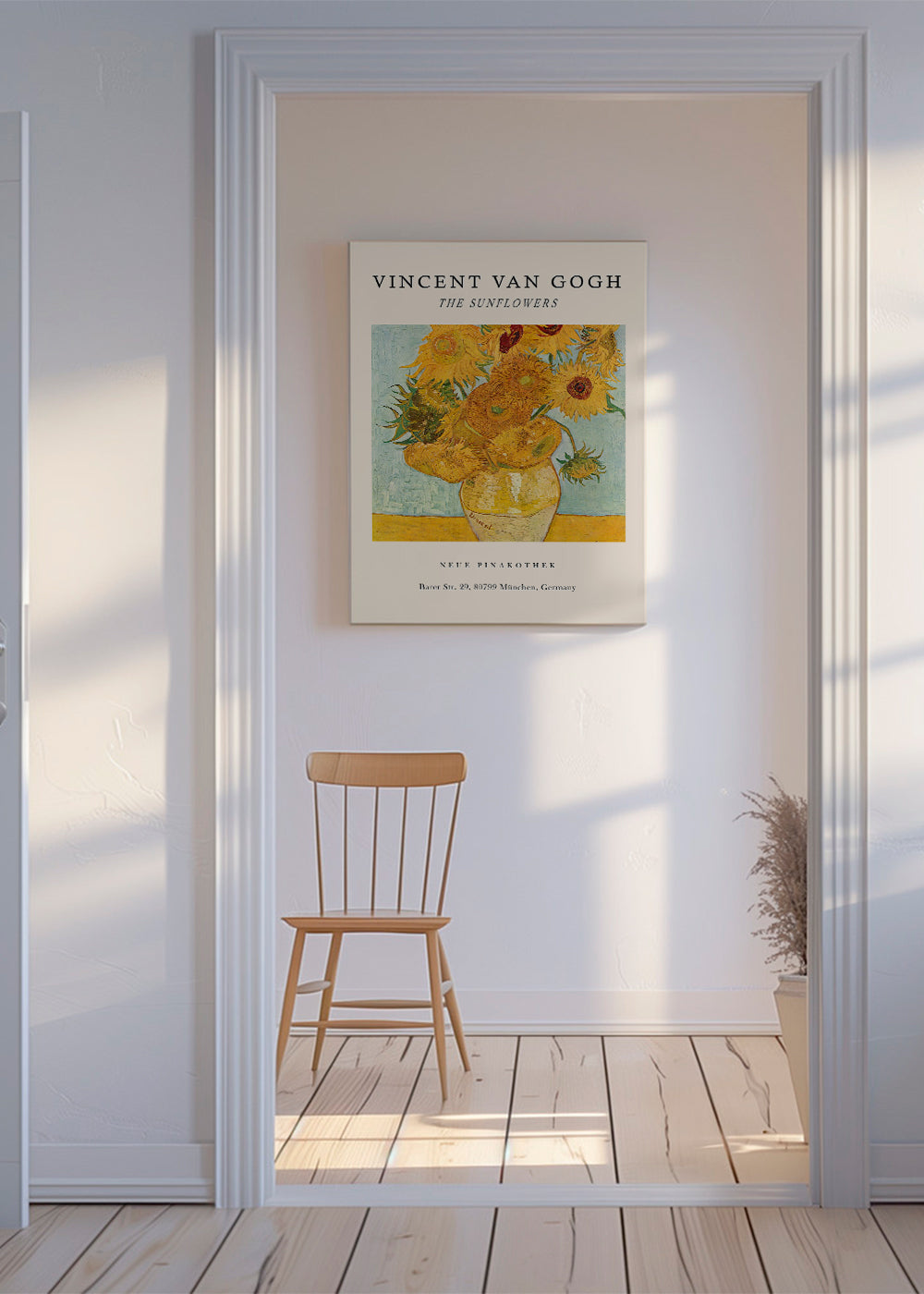 Botanische poster: Zonnebloemen in gele vaas