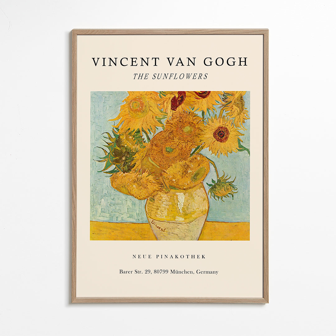 Botanische poster: Zonnebloemen in gele vaas