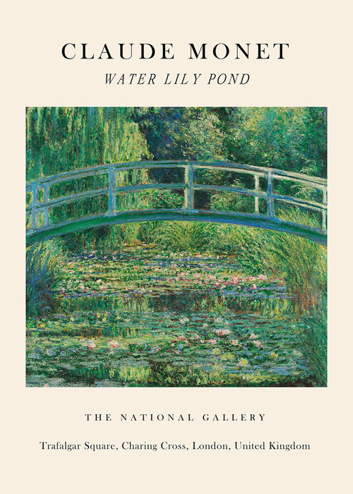 Botanische poster: Waterlily vijver en brug