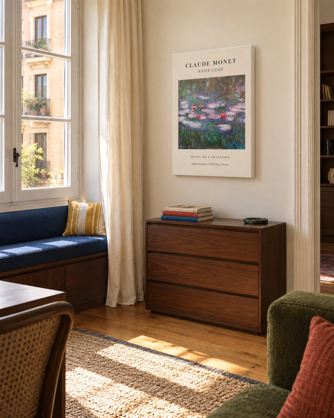 Water lilies Exhibition - Claude Monet - Unframed canvas in an interior