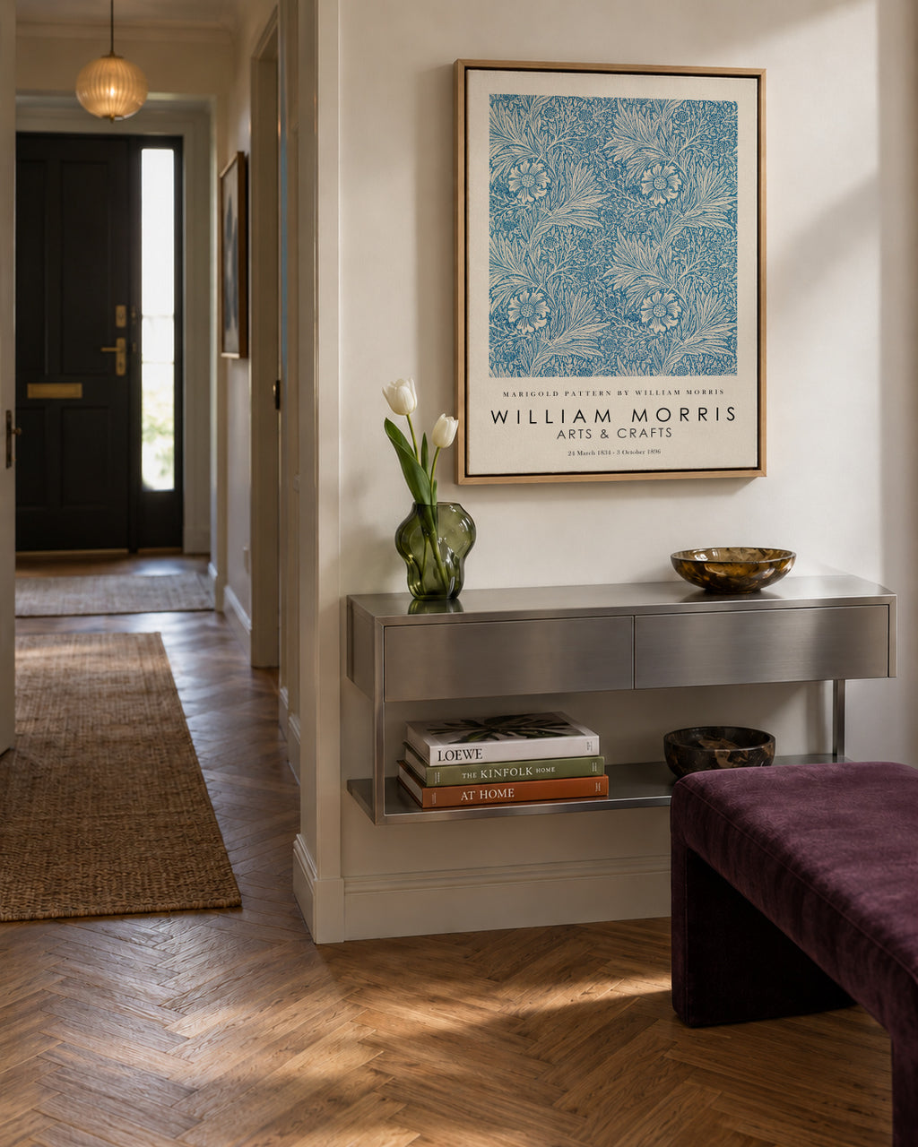 Marigold Pattern by William Morris Exhibition - Framed canvas in an interior