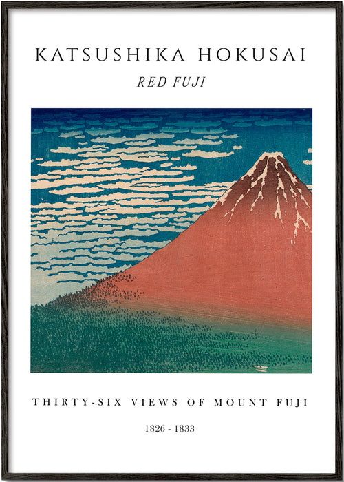 Landschap print Rode Mount Fuji in Japanse ets-stijl