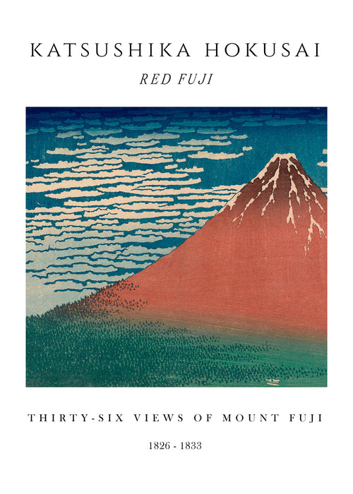 Landschap print Rode Mount Fuji in Japanse ets-stijl