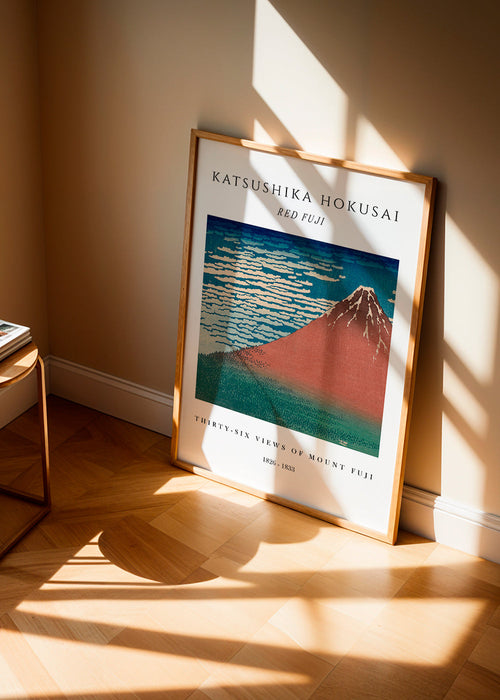 Landschap print Rode Mount Fuji in Japanse ets-stijl