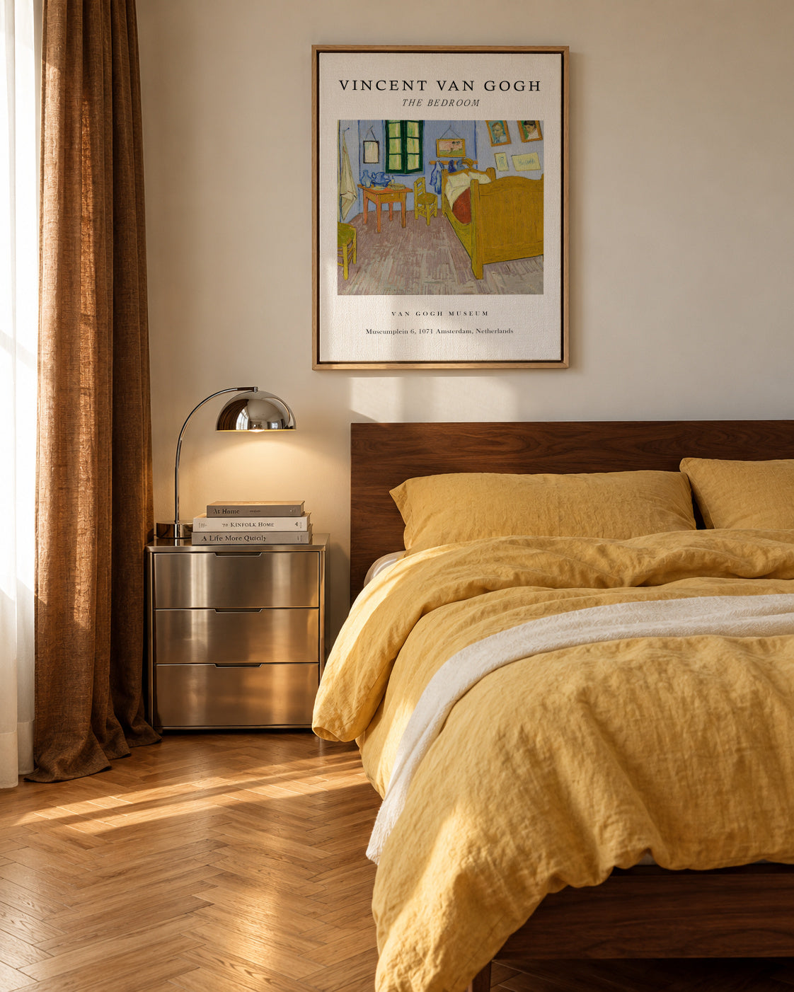 Van Gogh's Bedroom in Arles Exhibition White - Van Gogh - Framed canvas in an interior