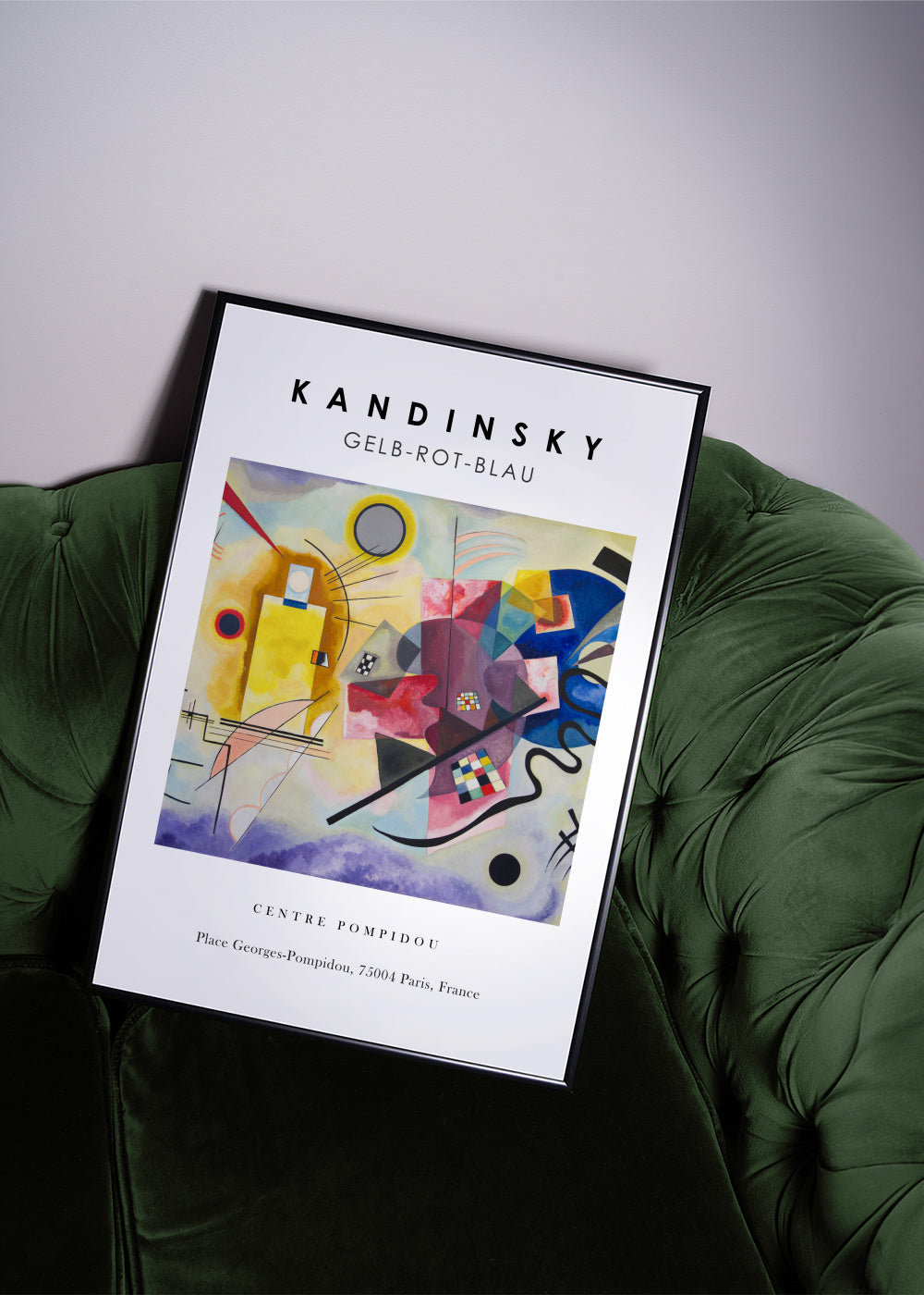 Gelb-Rot-Blau Exhibition White - Vasili Kandinsky - Framed poster in an interior