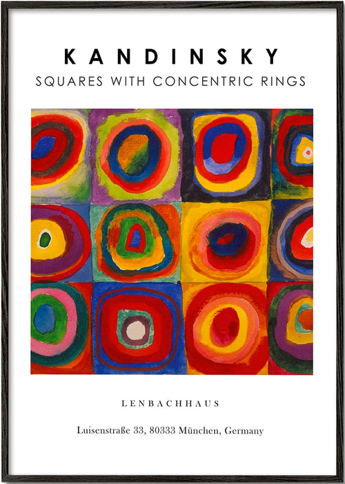 Geometrisch kunstwerk Kandinsky vierkanten en ringen