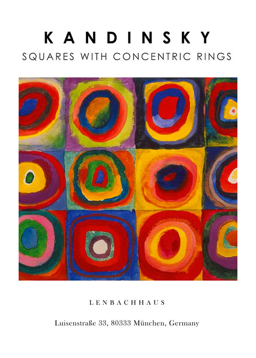 Geometrisch kunstwerk Kandinsky vierkanten en ringen