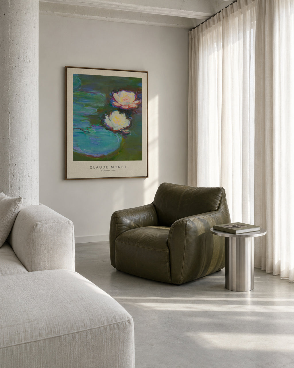 Nympheas (Special Edition) - Claude Monet - Framed canvas in an interior