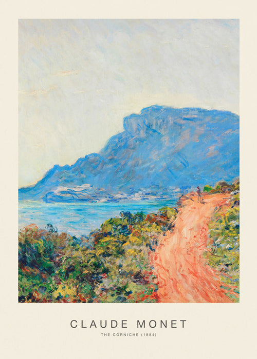 Landschap kunst: mediterrane kustweg in blauw