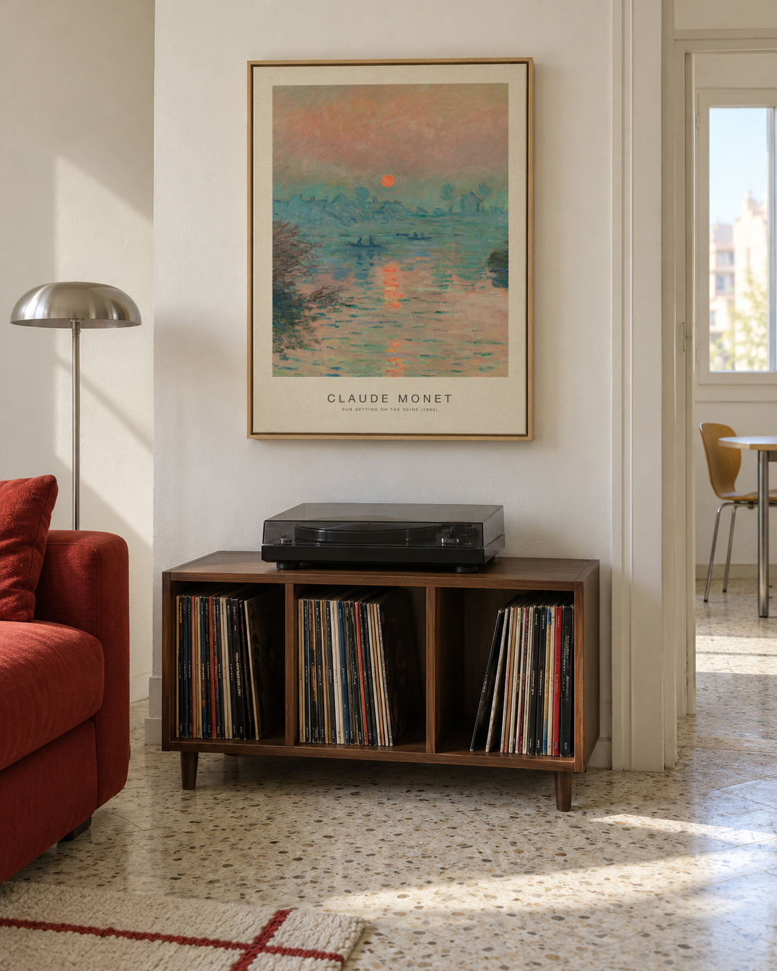 Sun Setting on the Seine (Special Edition) - Claude Monet - Framed canvas in an interior