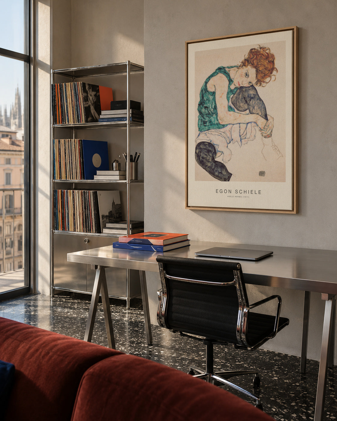 Adele Herms (Special Edition) - Egon Schiele - Framed canvas in an interior