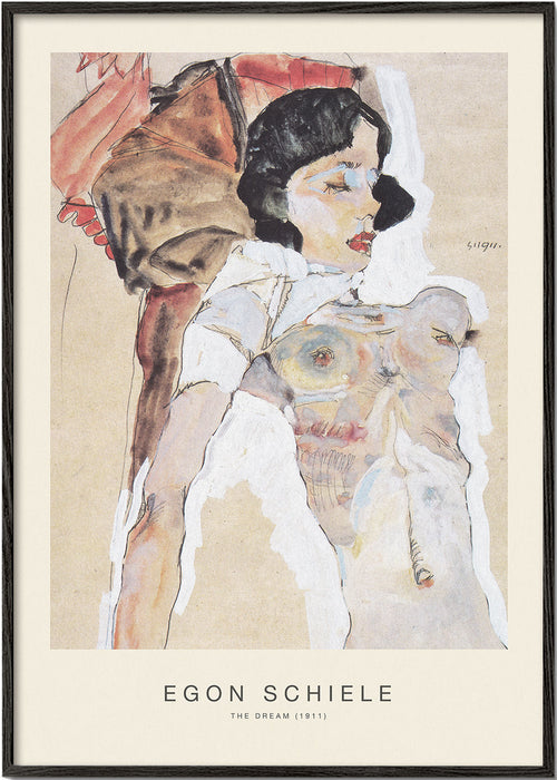 Vintage print: liggende vrouwelijke figuur van Egon Schiele