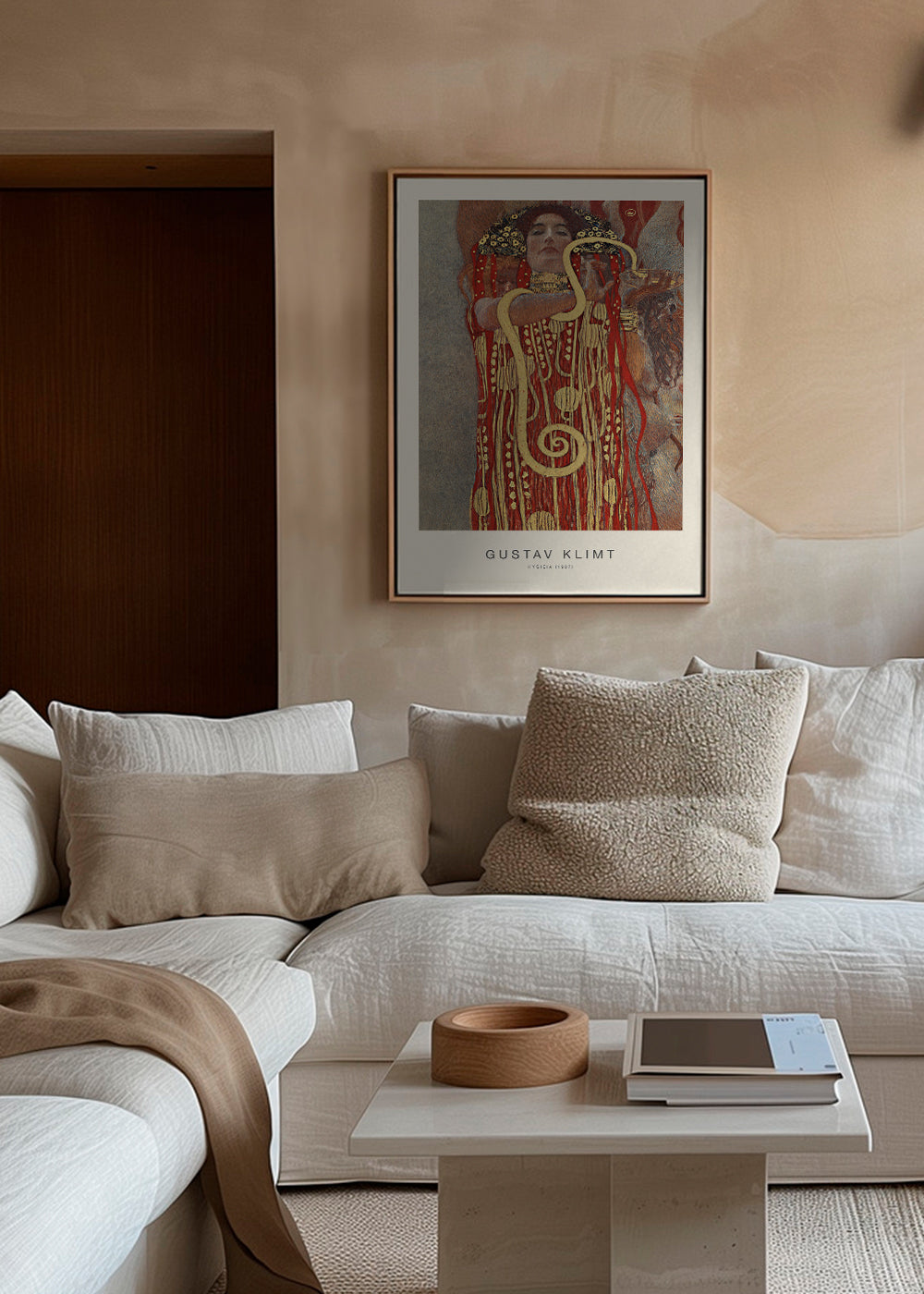 Vintage kunst Hygieia van Klimt in goud en rood
