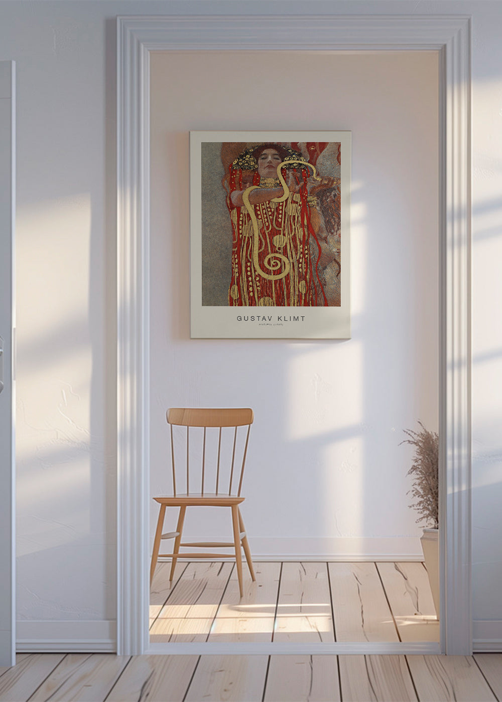Vintage kunst Hygieia van Klimt in goud en rood
